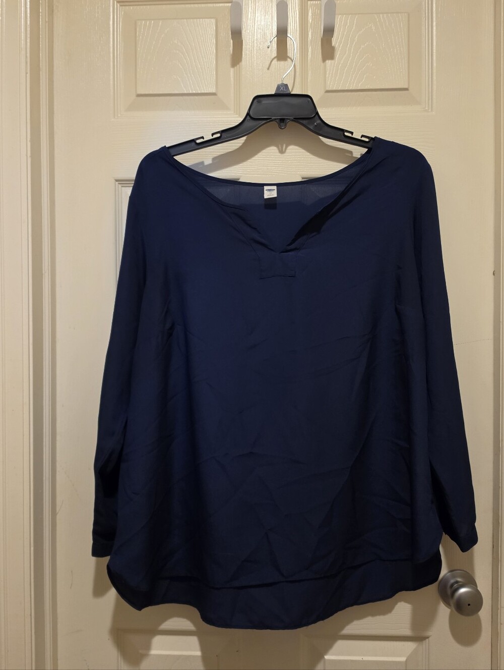 Old Navy Women's Navy Blue V-Neck Long Sleeve semi sheer Blouse plus size 2X